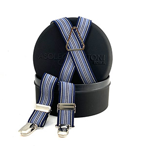 Bretelle Elastico Righe Blu e Avion<br/> H 2.5 cm