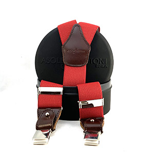 Bretelle Elastico Nidino Rosso<br/>Pelle T.Moro H 3.6 cm