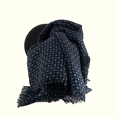 Sciarpa DIS.CRAVATTA<BR/>BLU E TURCHESE<BR/>100% LANA