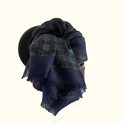 Sciarpa DIS. CRAVATTA 2<BR/> GRIGIO E BLU <BR/> 100% LANA