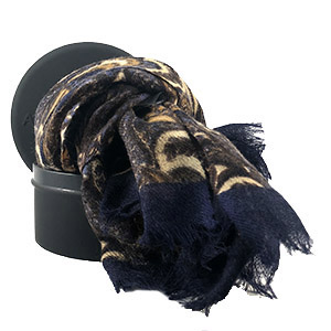 Sciarpa DIS.CACHEMIRE<BR/>BLU E BEIGE<BR/>100% LANA