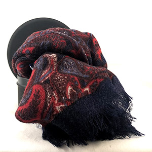 Sciarpa DIS.CACHEMIRE<BR/>BLU E ROSSO<BR/>100% LANA