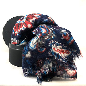 Sciarpa DIS.CACHEMIRE1<BR/> BLU E ROSSO <BR/>100% LANA