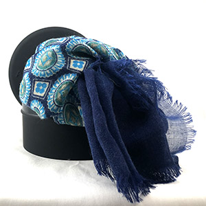 Sciarpa DIS.CRAVATTA<BR/>DENIM E TURCHESE<BR/>100% LANA