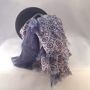 Sciarpa Fiore Celeste e Bordeaux 100% Cotone
